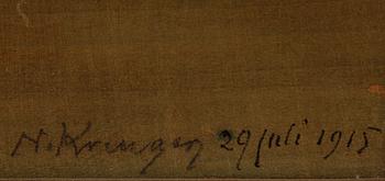 NILS KREUGER, blandteknik på pannå, signerad och daterad 1915.
