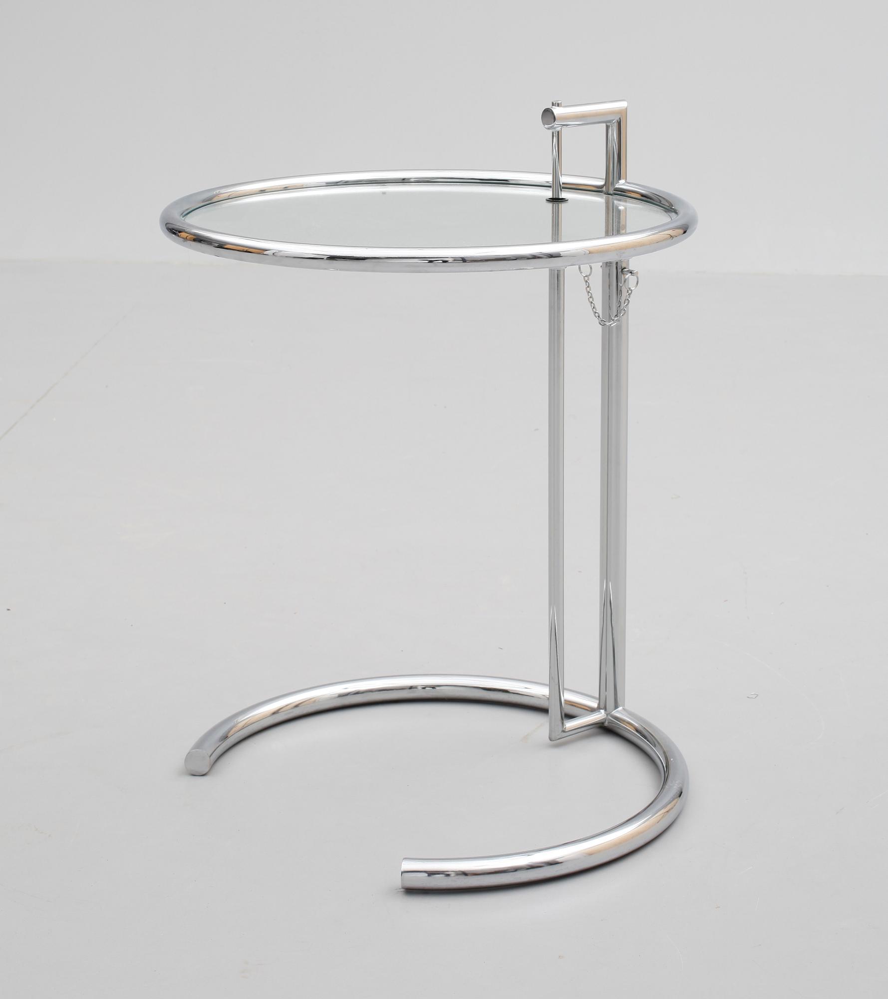 SERVERINGSBORD, glas, metall, efter Eileen Gray.