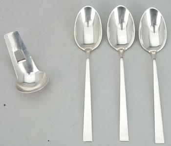 SKEDAR 3 st, silver, "Birgitta" matskedar, Bertel Gardberg. SOCKERSTRÖARE, sign BRG, Helsingfors. Tot vikt ca 147 gr.