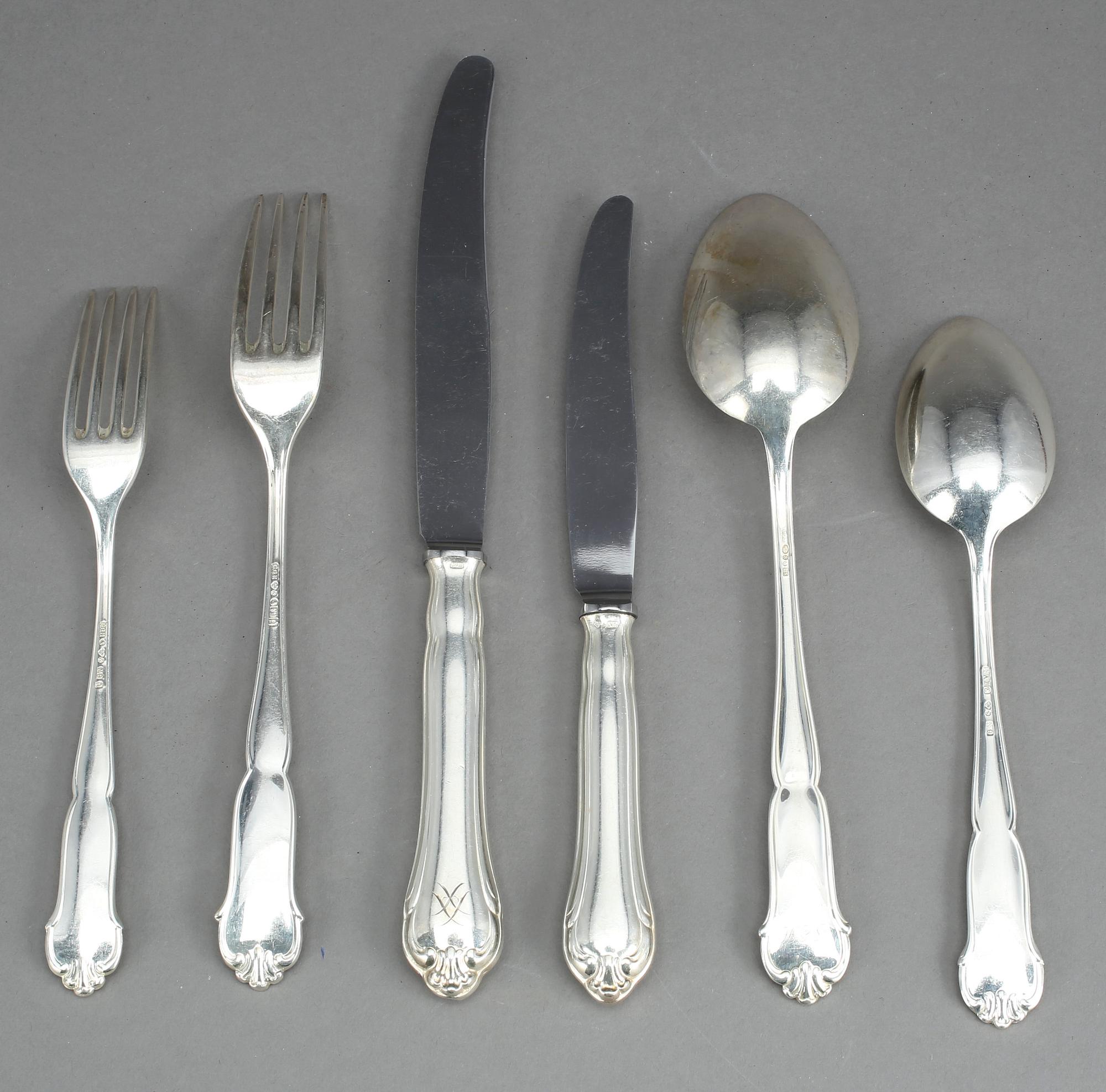 BESTICK, silver 24 delar,  "Drottning Viktoria", bland annat GAB, Stockholm, 1963. Vikt ca 765g.