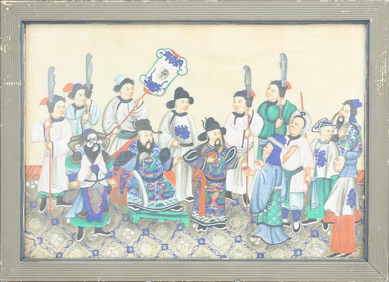 OKÄND KONSTNÄR, 4 st, gouacher på märgpapper, Kina, Qing dynastin, 1800-tal.