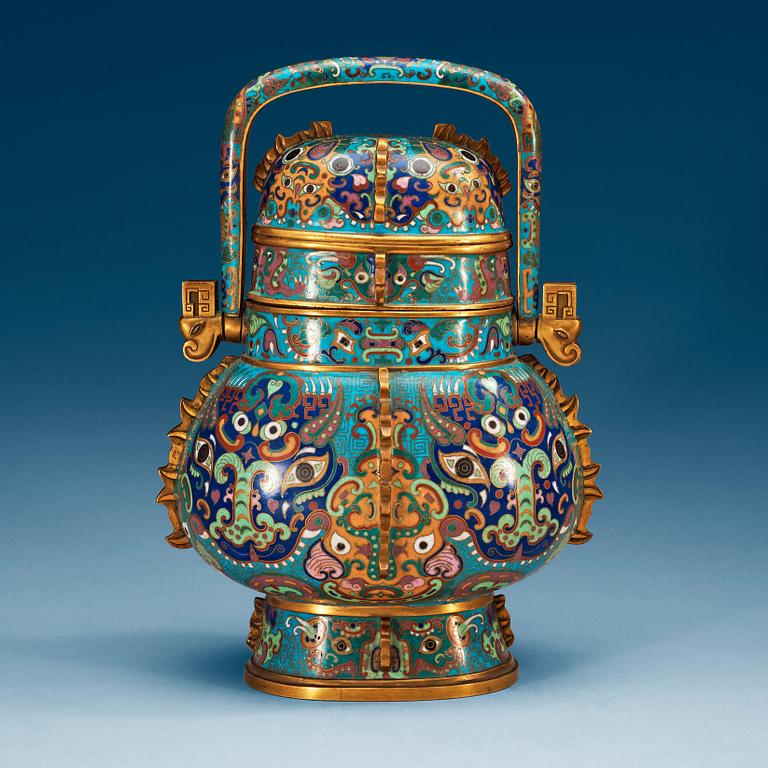 KÄRL med LOCK, cloisonné. Qing dynastin.