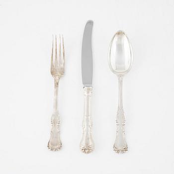 A 36-piece sterling silver flat wear set, model "Prins Albert", C.G.Hallberg, Stockholm, Sweden, 1960.