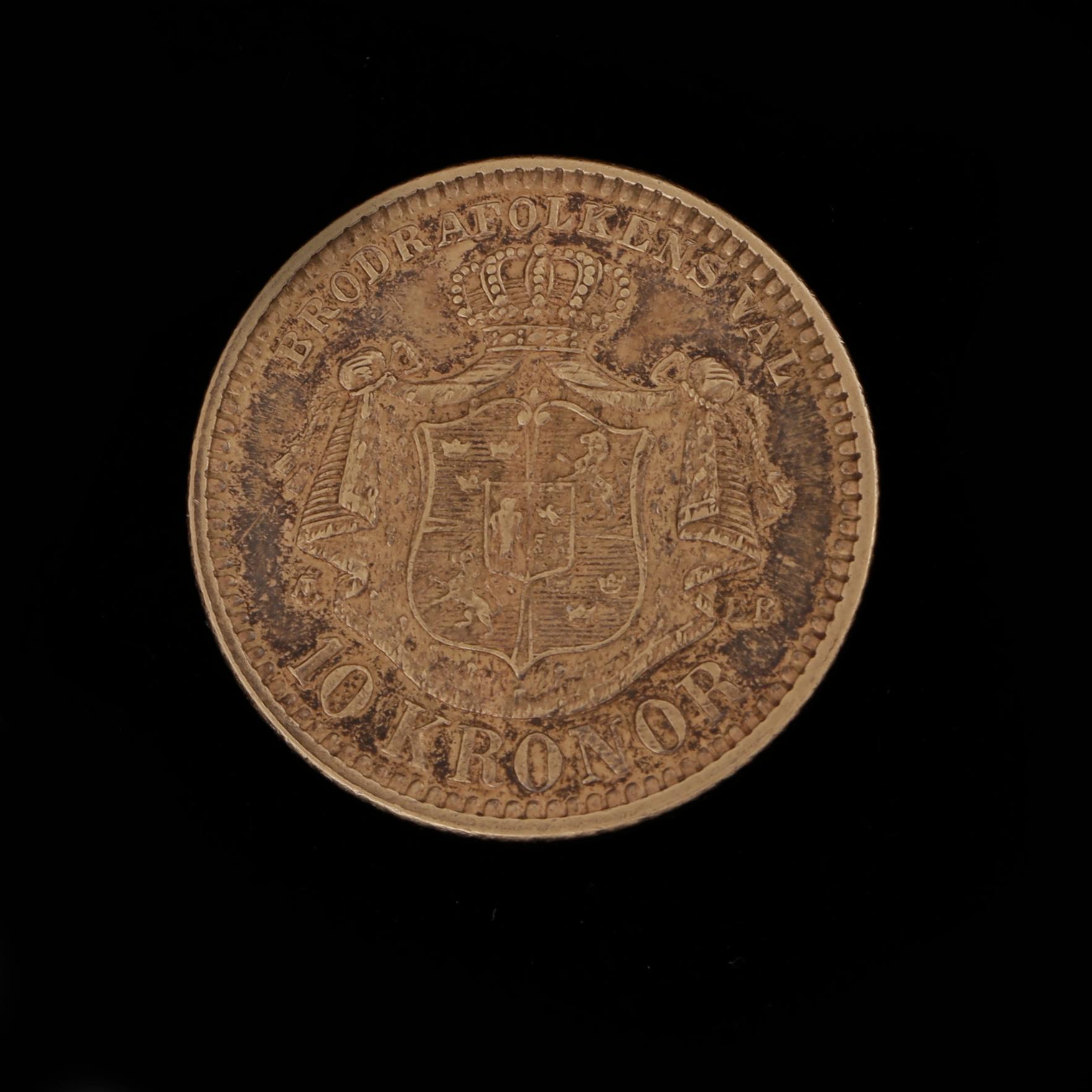 GULDMYNT, 10 kronor, Sverige 1901. Vikt ca 4 gram.
