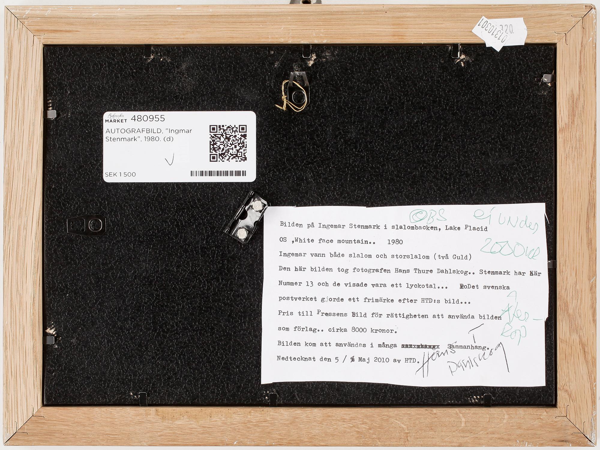 AUTOGRAFBILD, "Ingmar Stenmark", 1980.