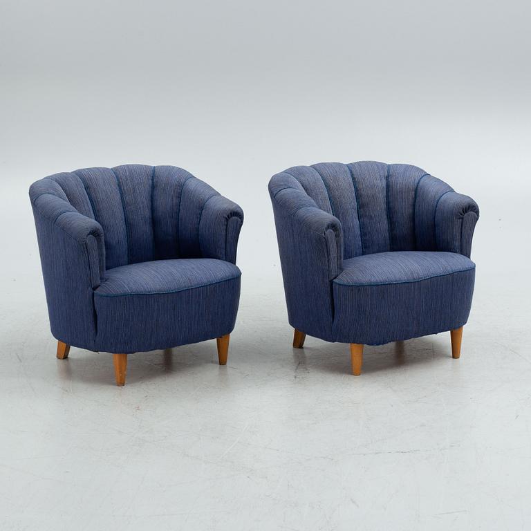 A pair of Swedish Modern armchairs, Swedish Modern, 1940's/50's.