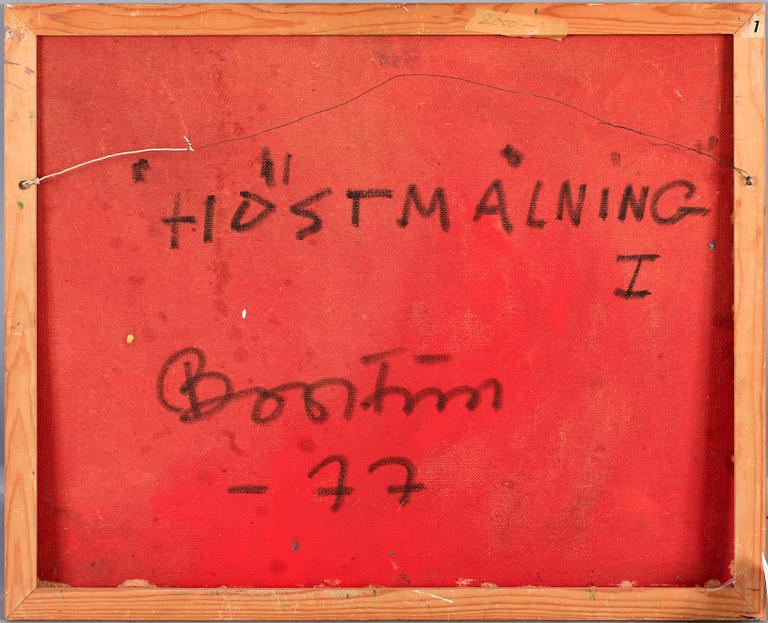 HARRY BOOSTRÖM, olja på pannå. A tergo. sign o dat 1977.