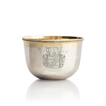 248. A Swedish 18th century parcel-gilt silver tumbler, mark of Petter Lund (active 1694-1736) Nyköping.