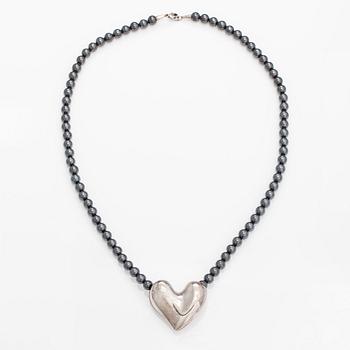 Georg Jensen, A pearl collier with a pendant made of hematites and sterling silver. Denmark.