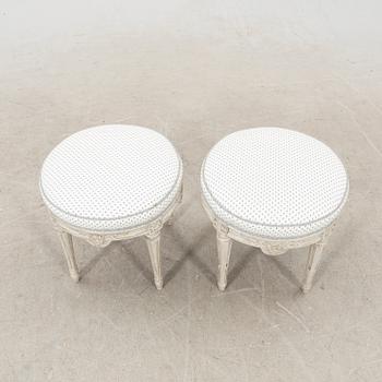 A pair of late Gustavian stools, first half of the 19th century.