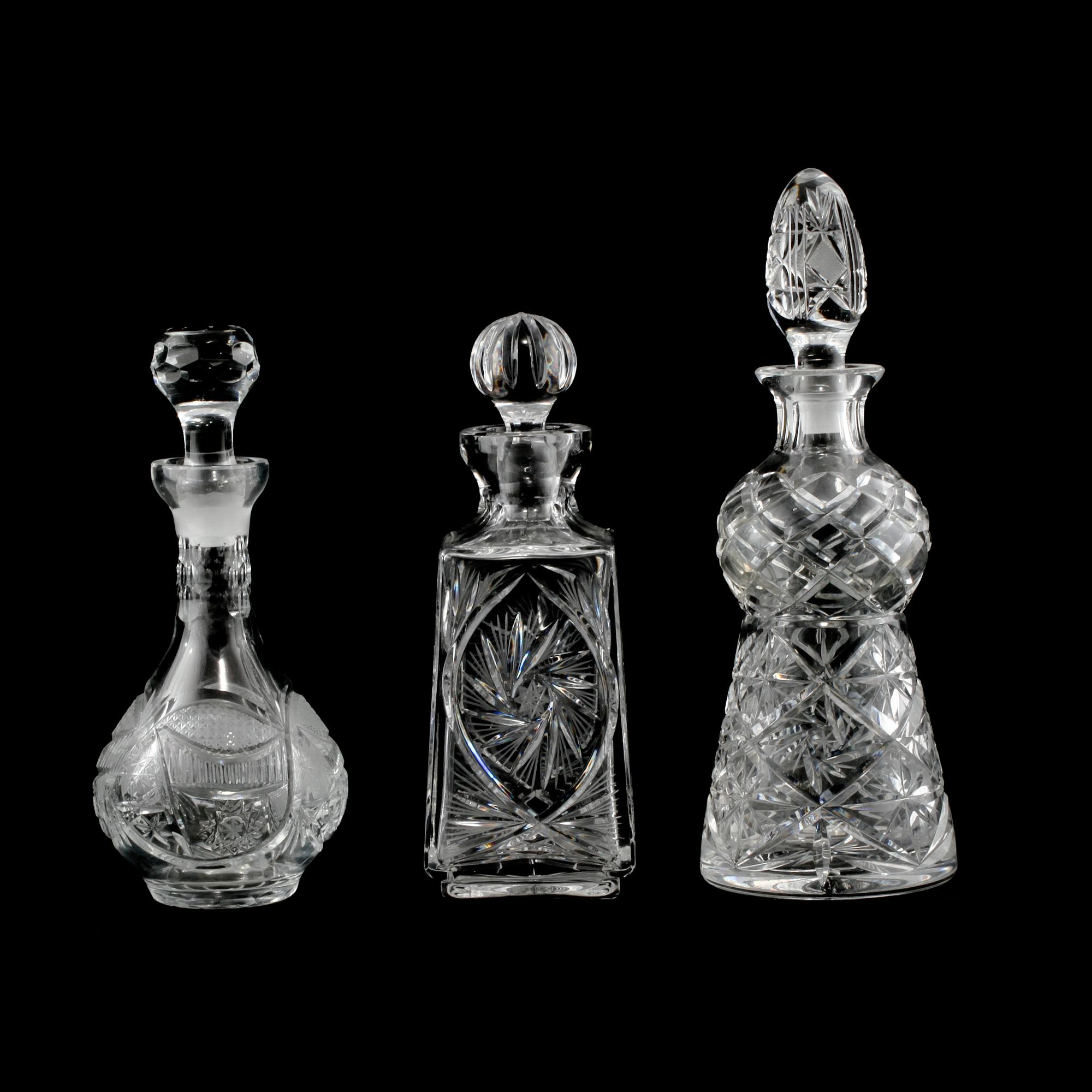 KARAFFER, 3 st, glas, 1900-tal.
