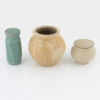Kerstin Danielsson, a vase and two urns with covers, own workshop, Örby.