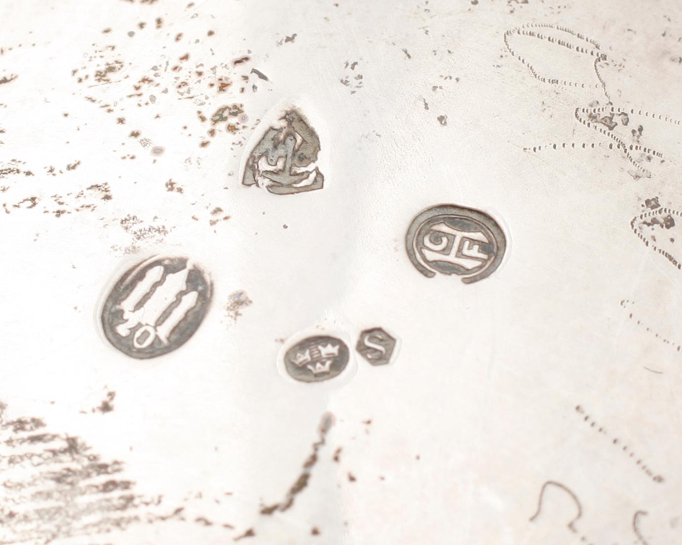 SOCKERRUSKOR, 3 st, silver, Danmark 1920. Tot vikt ca 533 g.