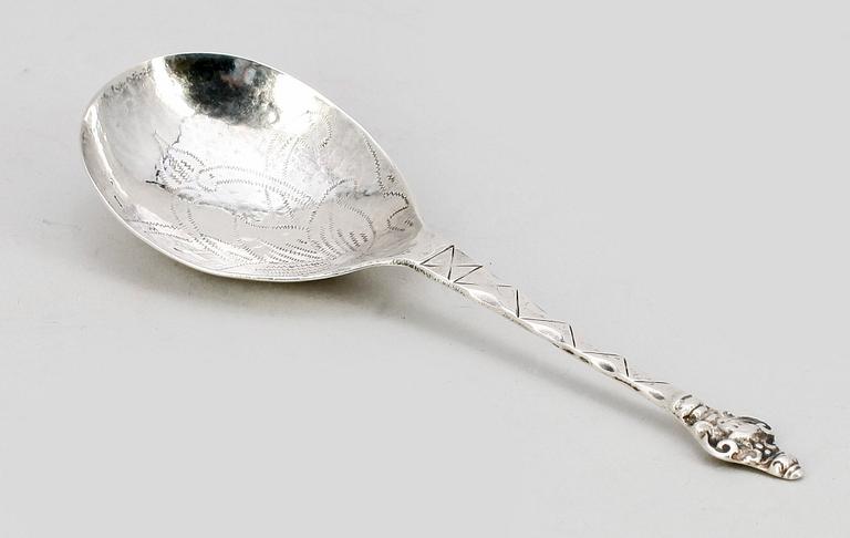 SUPESKED, silver, Johan Petterson Berg, Norrköping, verksam 1727-1762(68). Tot vikt ca 28g.