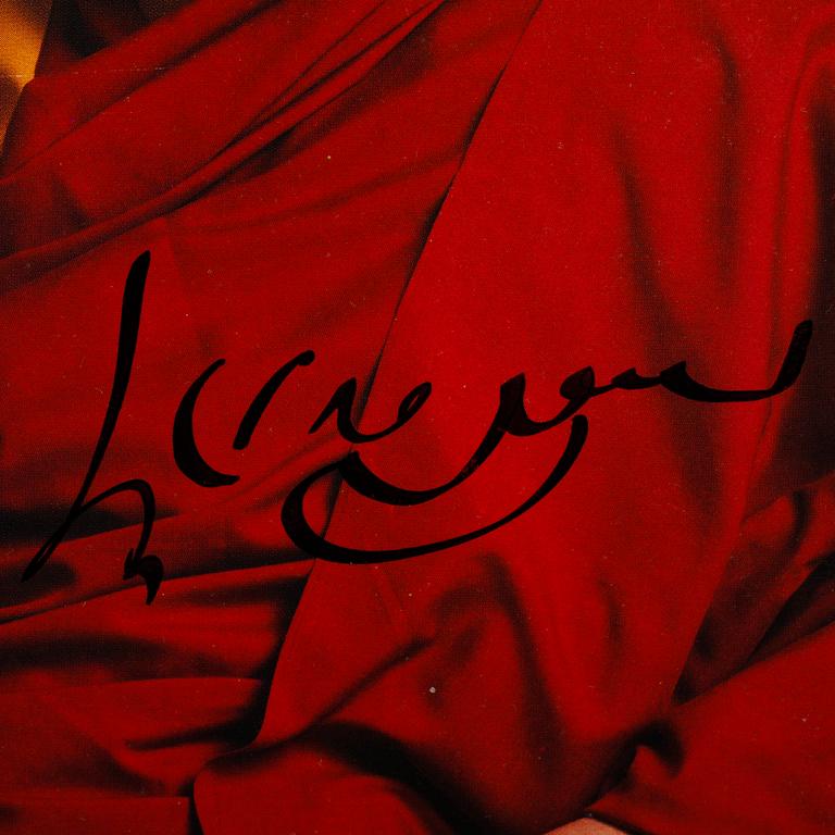 AUTOGRAF på FOTOGRAFI, Dalai Lama, egenhändigt sign med tusch.