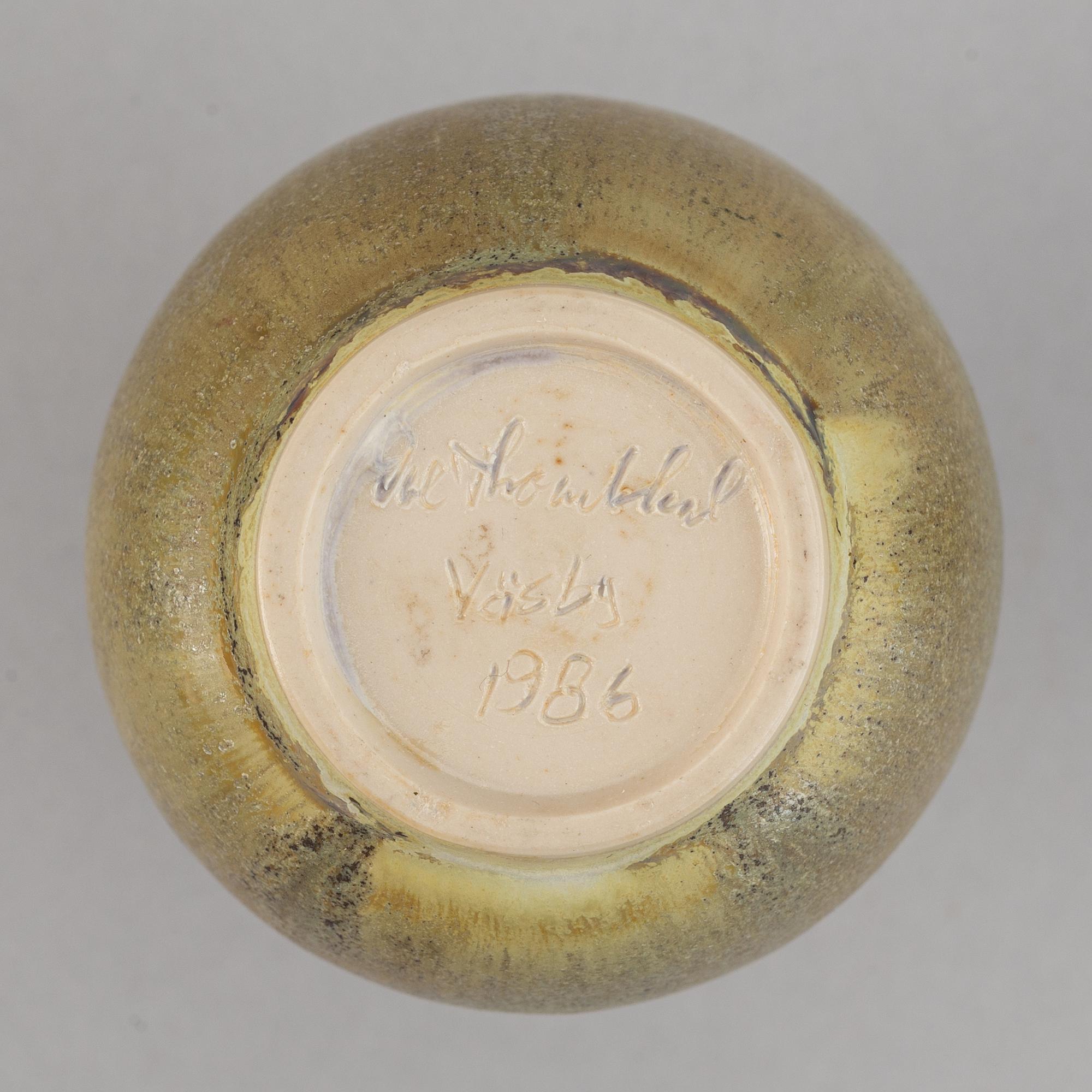 A set five stoneware vases and two bowls, including Tomas Anagrius and Atte Holm, Höganäs.