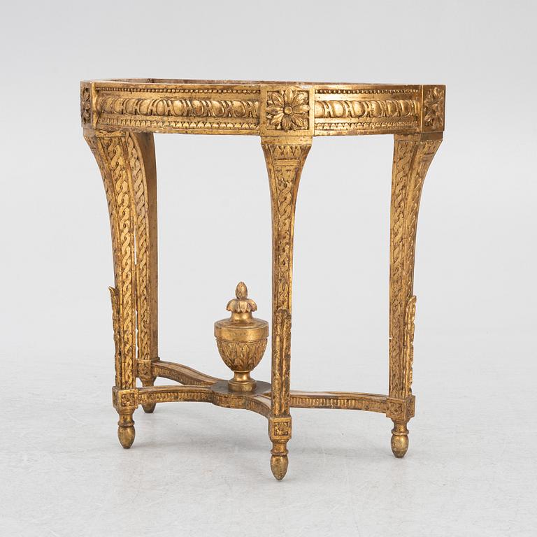 A Gustavian giltwood console, Stockholm, late 18th century.