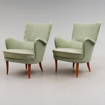 FÅTÖLJER, 1 par, "Stora Furulid", Carl Malmsten.