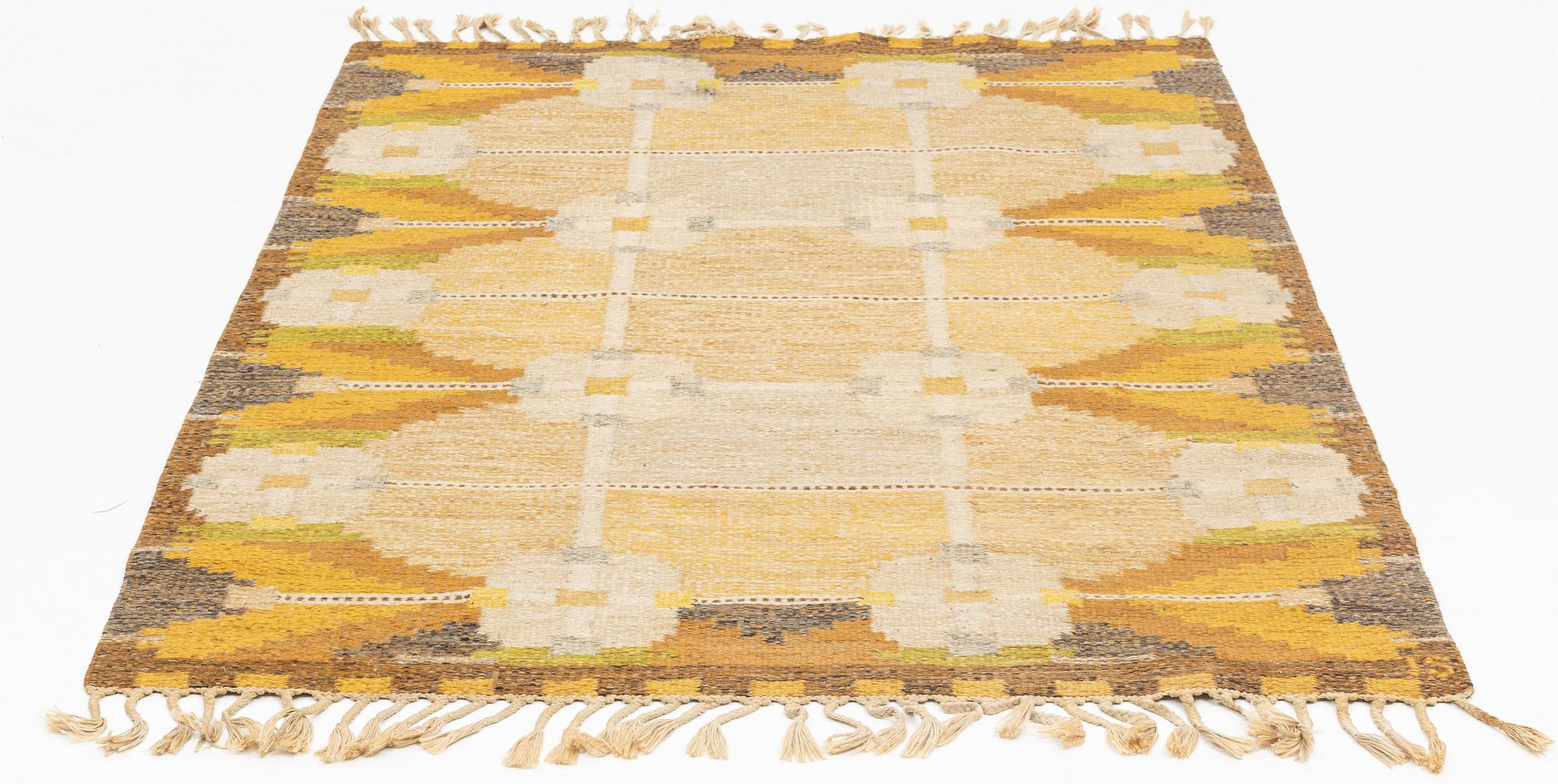 Ingegerd Silow, a flat weave rug, signed IS, c. 200 x 138 cm.