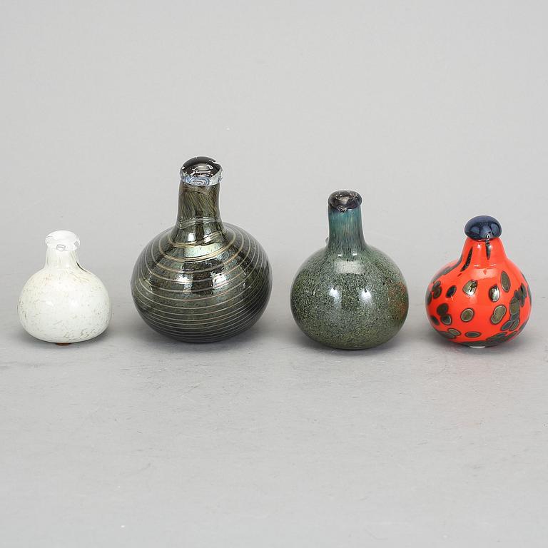 FIGURINER, 4 stycken, glas, Oiva Toikka, Nuutajärvi, signerade.