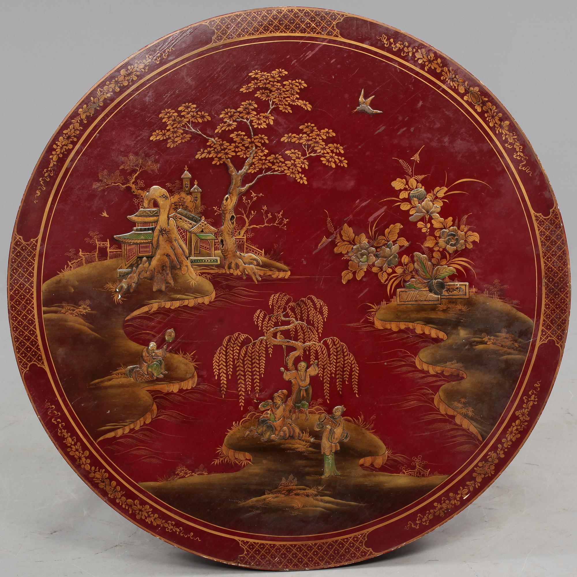 KARMSTOLAR, ett par, samt BORD, omkring 1900-talets mitt.