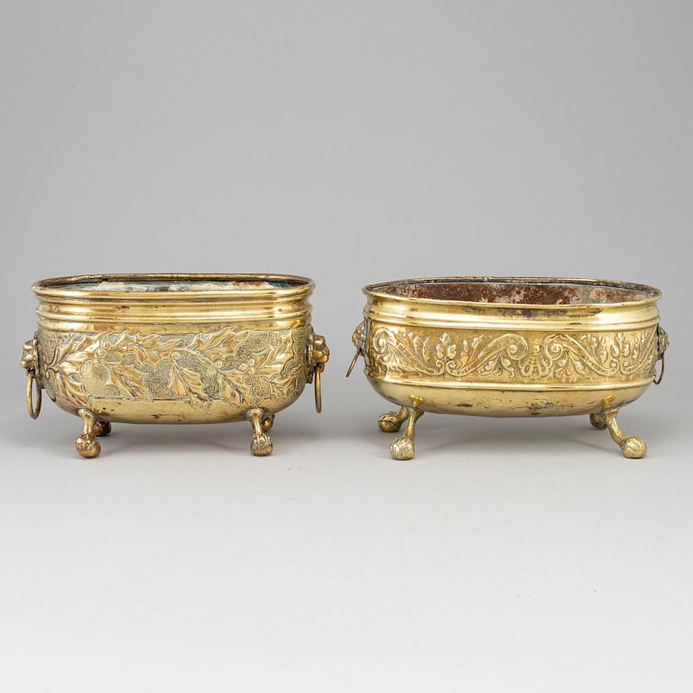 Two 19th century brass jardinieres.