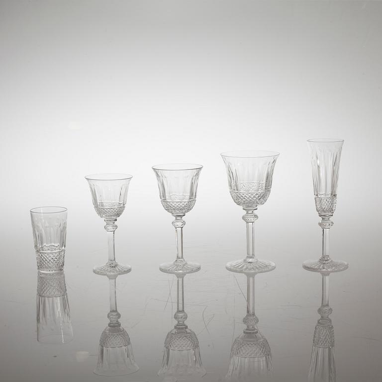 A glass tableware collection of 61 pcs, "Tommy" by Saint-Louis, France, late 20th century.