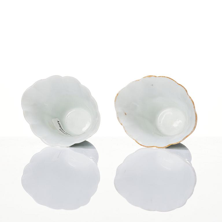 A pair of blanc de chine libation cups, Qing dynasty, 19th Century.