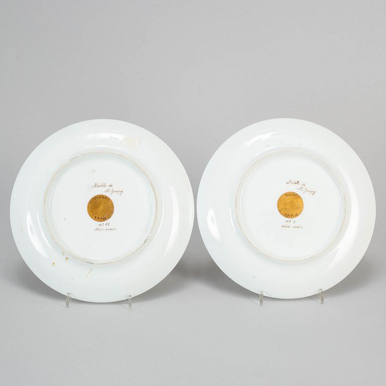 Two French enamelled porcelain dishes, Rouard, Paris, 20th century.