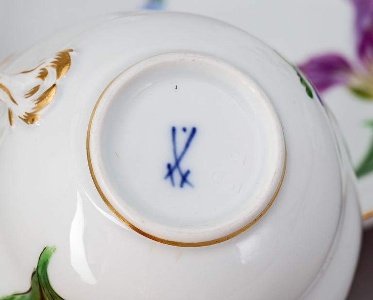 KAFFESERVIS, 27 delar, porslin, Meissen/hausmalerei, 1900-tal.