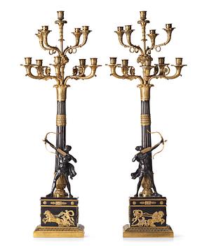 A pair of Empire-style ten-light candelabra, second half of the 19th century.