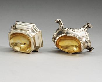 Two 18th century parcel-gilt salts, one of Silwester Wohlgemut, Celle 1730-tal, and one of ACW, Wien 1784.