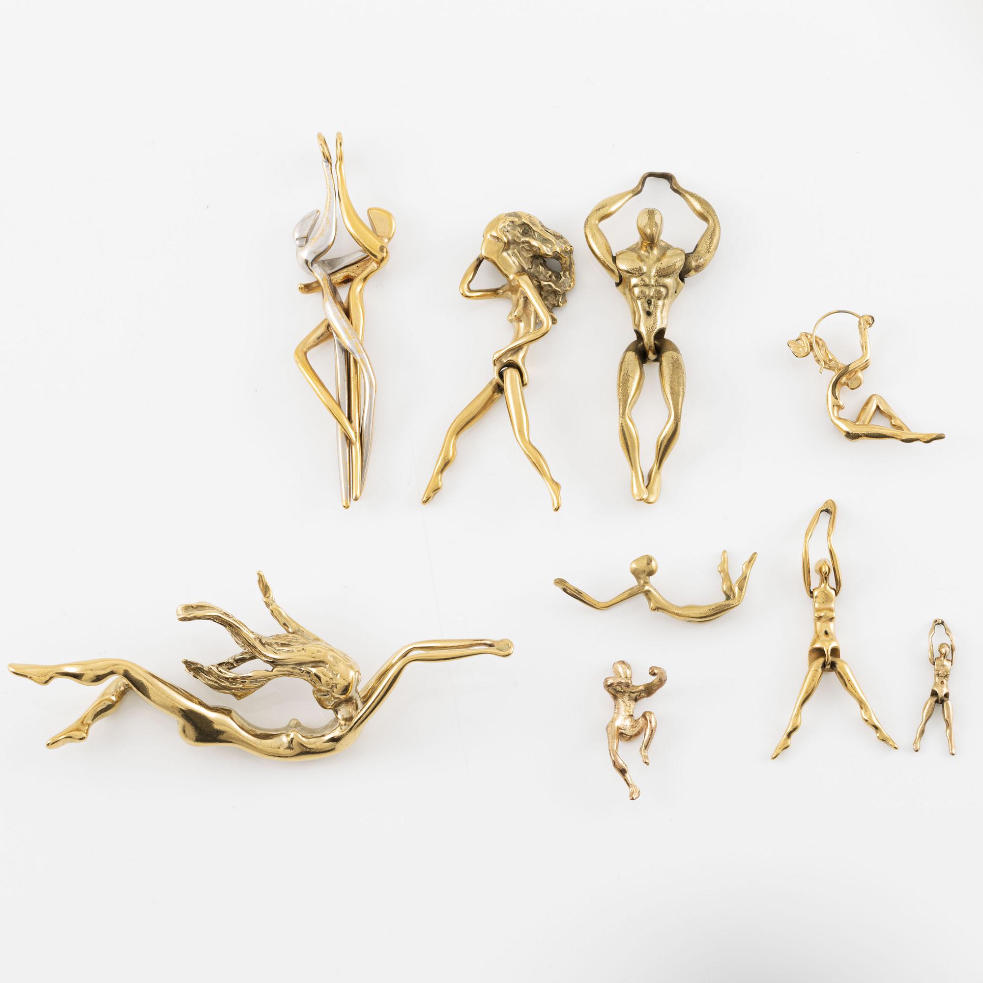 Charles Jourdan, hangers/figures, nine pcs, costume jewellery.
