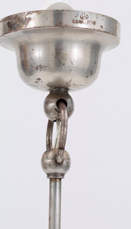 An Elis Bergh white metal ceiling lamp, C.G. Hallberg, Stockholm 1920's.