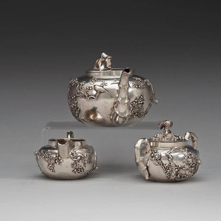 A Chinese three-piece tea set by an unidentified master, early 20th Century.