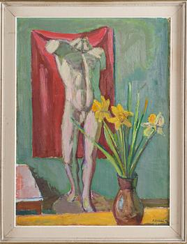 Sam Vanni, Still Life with Statue and Narcissus.
