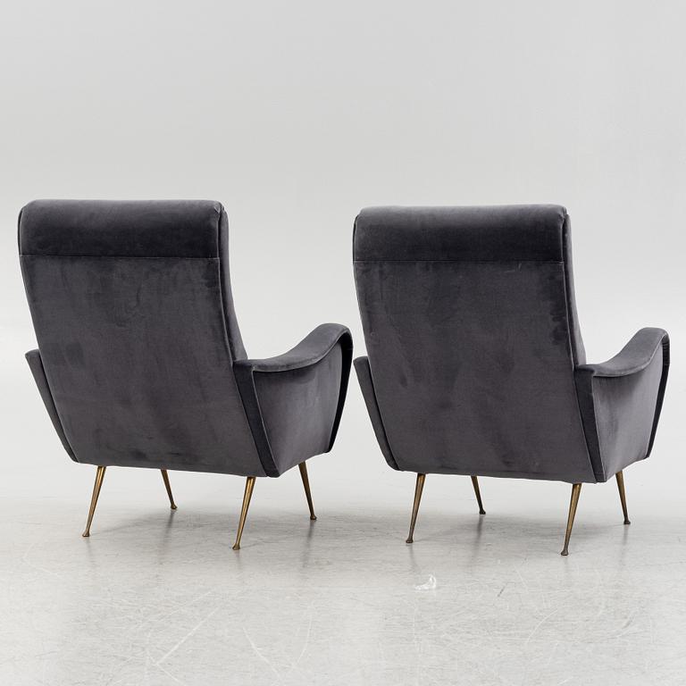 A pair of armchairs, Italy, mid 20th century.