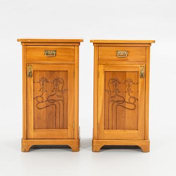 Nightstands, a pair, Art Nouveau, first half of the 20th century.