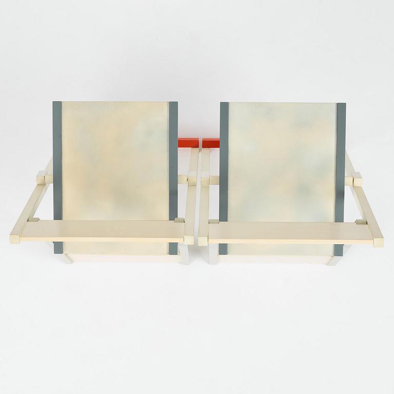 Igor Cronsioe, a pair of "Sudden Seat" folding chairs, Futura Gallery, Stockholm, 1983.