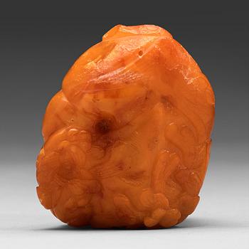 41. A large piece of sculptured amber, China, presumably first half of 20th Century.