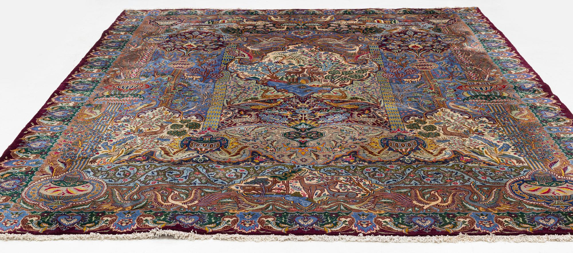 Carpet, Figural Kashmar, approx. 380 x 295 cm.