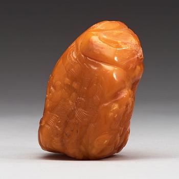 A large piece of sculptured amber, China, presumably first half of 20th Century.