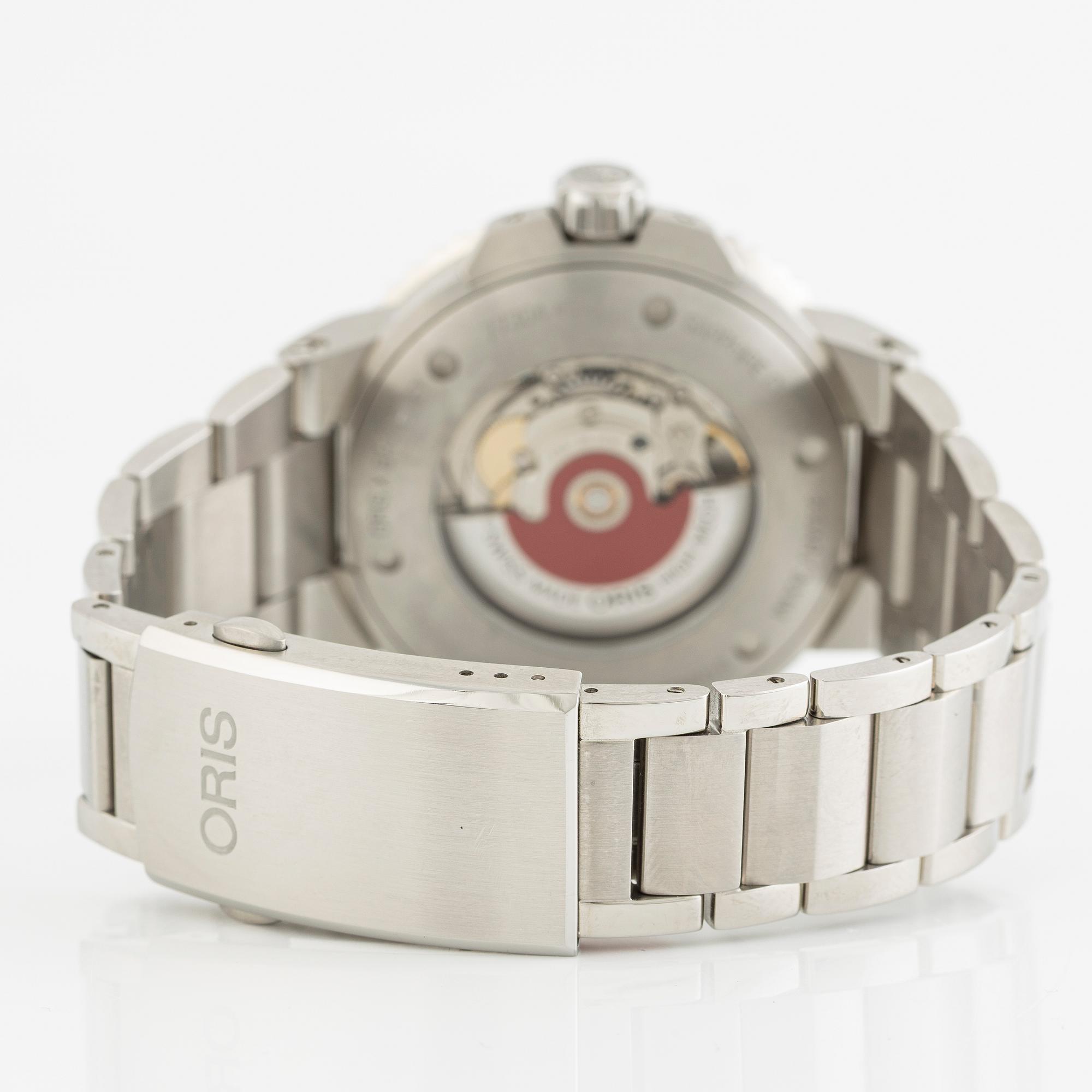 Oris X Bracenet, Aquis, "Fishing net dial", wristwatch, 43.5 mm.