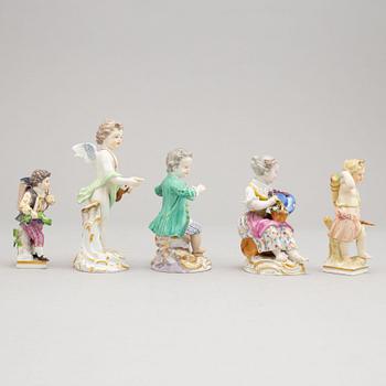 A group of five German porcelain figures, Meissen and Berlin, circa 1900.
