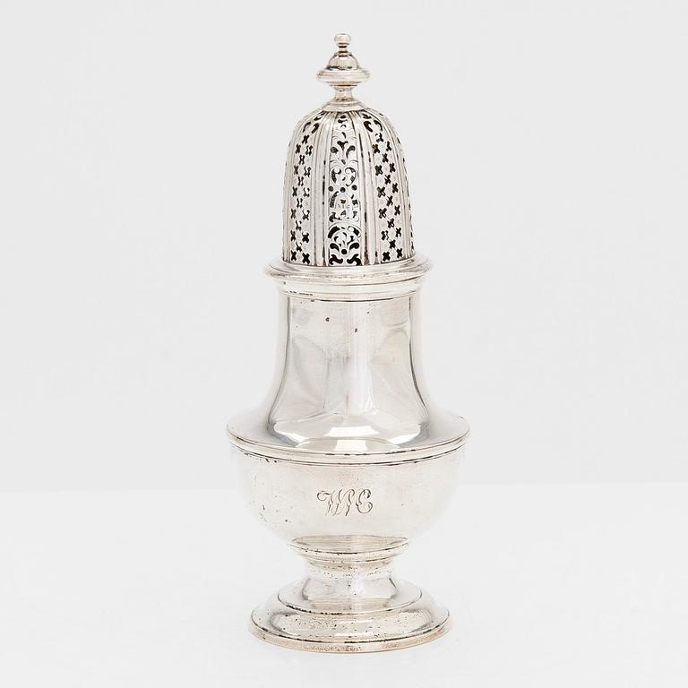Charles Alchorne, sockerruska, sterlingsilver, London 1730-tal, otydlig årsstämpel.