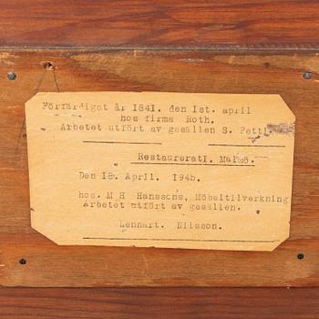 Chest of drawers, Karl Johan made in Ystad by the furniture company Roth in 1841.