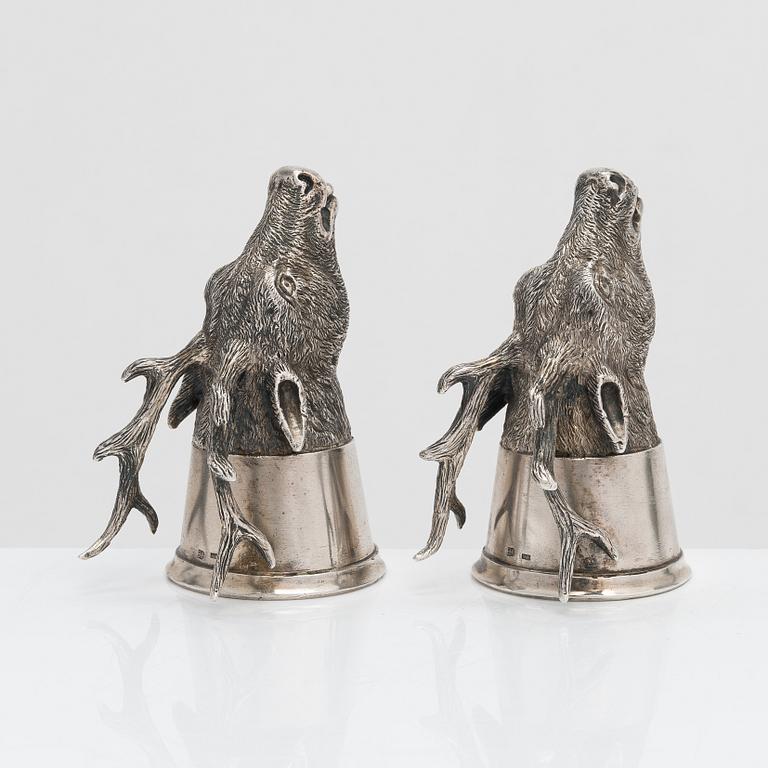 Jaktbägare, silver, sk. Stirrup cup, stämplade MK och silver 84.