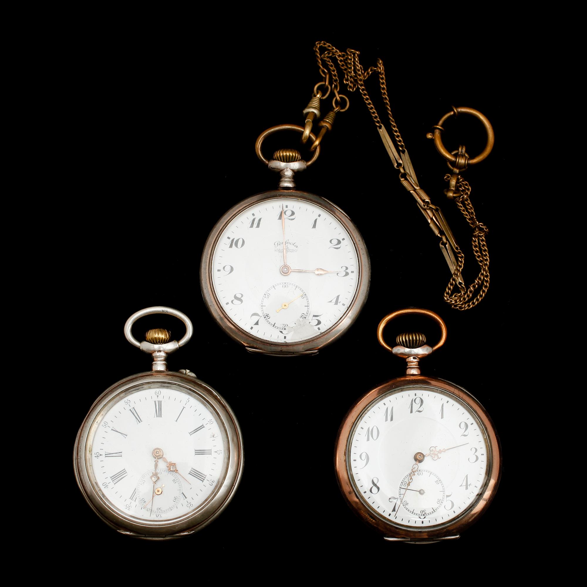 FICKUR, 3 st, silver, Tyskland, sekelskiftet 1900.