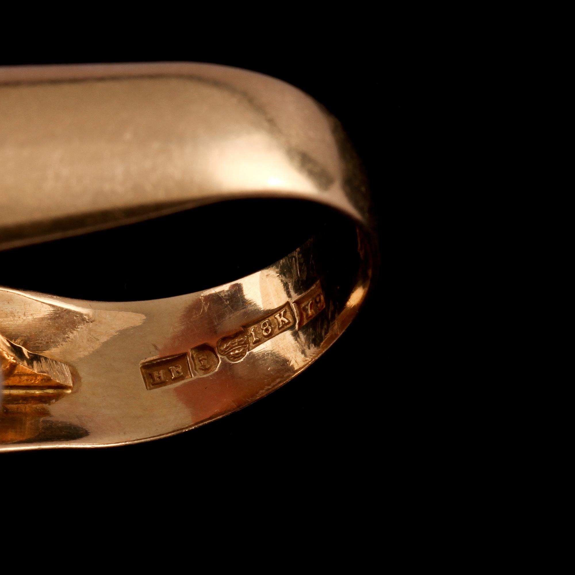 RING, 18k guld med fasettslipad citrin, Stigbert för Heribert Engelbert, Stockholm, 1949. Vikt 8 g.