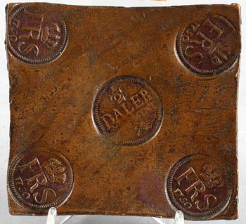 PLÅTMYNT, koppar, 1/2 daler, Konung Fredrik I av Sverige, 1750.